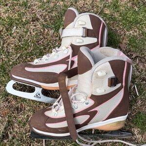 Brown & Pink Women's Figure Ice Skates